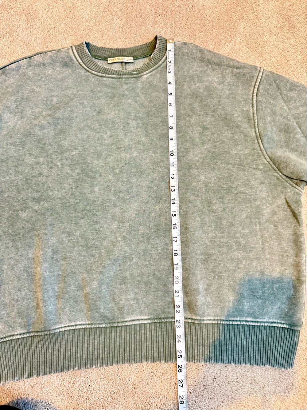 NWT (Bag) Zenana Outfitters Acid Washed Ash Jade Crewneck Sweater | S/M & L/XL - Picture 6 of 12